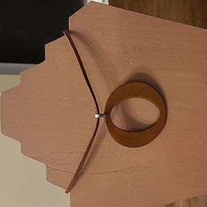 Brown leather choker style necklace